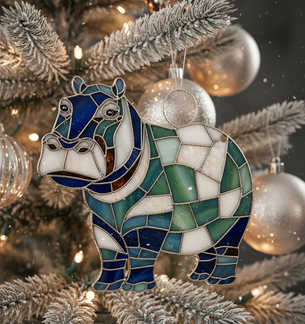 [2D FLAT ACRYLIC] Charming Hippo Hanging Ornament – Acrylic Decor Gift for Hippo Lovers