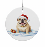 [2D FLAT ACRYLIC] Bulldog Christmas Ornament 2025 | Glossy Ceramic Holiday Decor Gift for Pet Lovers