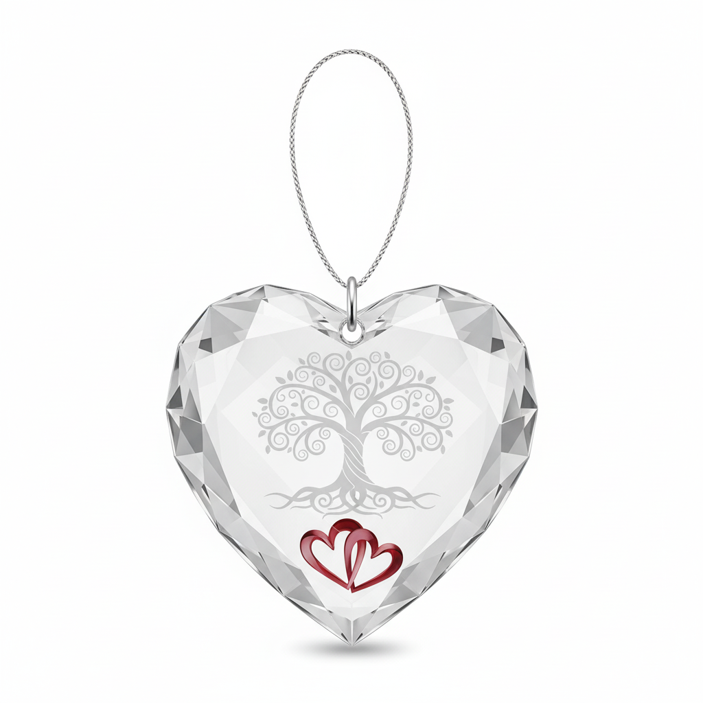 [2D FLAT ACRYLIC] 40th Ruby Anniversary Glass Ornament – Heart-Shaped Keepsake Gift for Parents & Couples