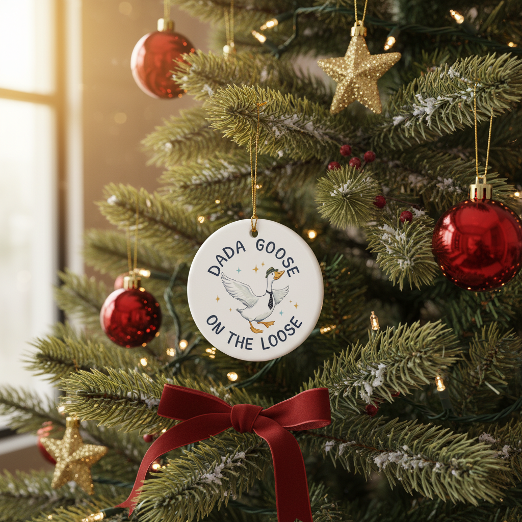[2D FLAT ACRYLIC] Funny Goose Christmas Ornament for Dad - Silly Goose Holiday Decor Gift from Daughter or Son