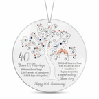 [2D FLAT ACRYLIC] 40th Ruby Wedding Anniversary Glass Ornament – Keepsake Gift for Parents & Couples