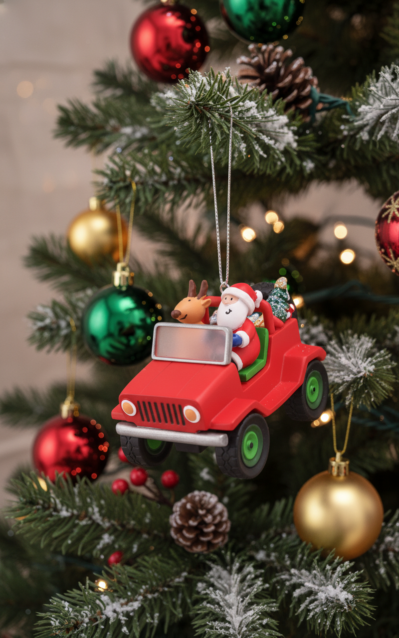 [2D FLAT ACRYLIC] Truckin' Through The Snow Semi Truck Christmas Ornament | Holiday Decor Trucker Gift for Drivers