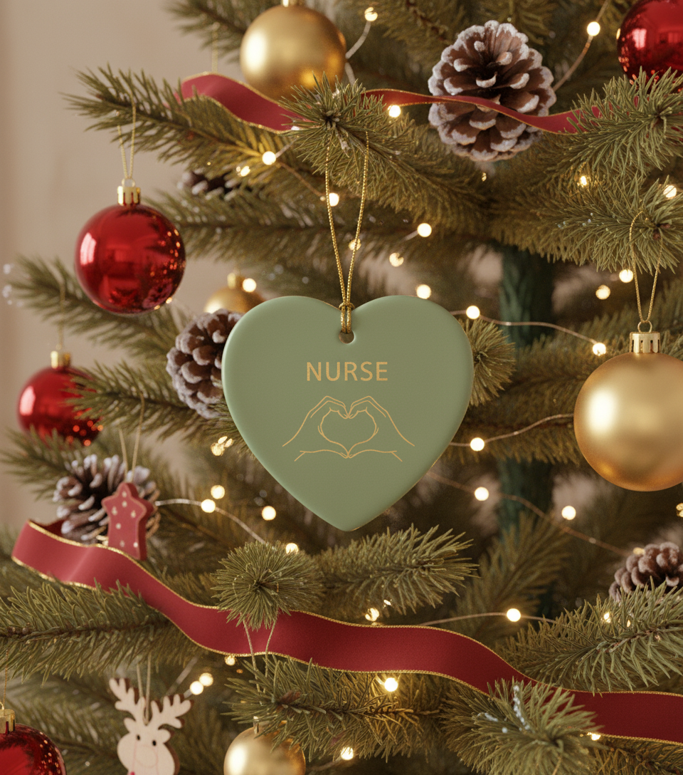 [2D FLAT ACRYLIC] Personalized Nurse Heart Ornament 2025 – Christmas Gift for Nurses & RNs