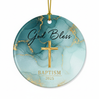 [2D FLAT ACRYLIC] Boy's Baptism Christening Ornament 2025 – Religious Keepsake Gift