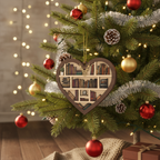 [2D FLAT ACRYLIC] Bookshelf Heart Christmas Ornament – Unique 2-Layer Gift for Book Lovers & Readers