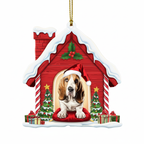 [2D FLAT ACRYLIC] Basset Hound Dog Christmas Ornament | Holiday Decor for Pet Lovers