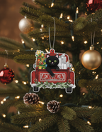 [2D FLAT ACRYLIC] Black Cat Christmas Ornament | Aluminum Holiday Decor Gift for Cat Lovers