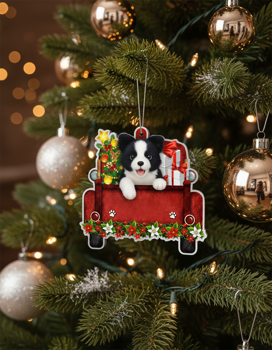 [2D FLAT ACRYLIC] Blue Heeler Red Car Christmas Ornament 2024 | Keepsake Gift for Cattle Dog Lovers