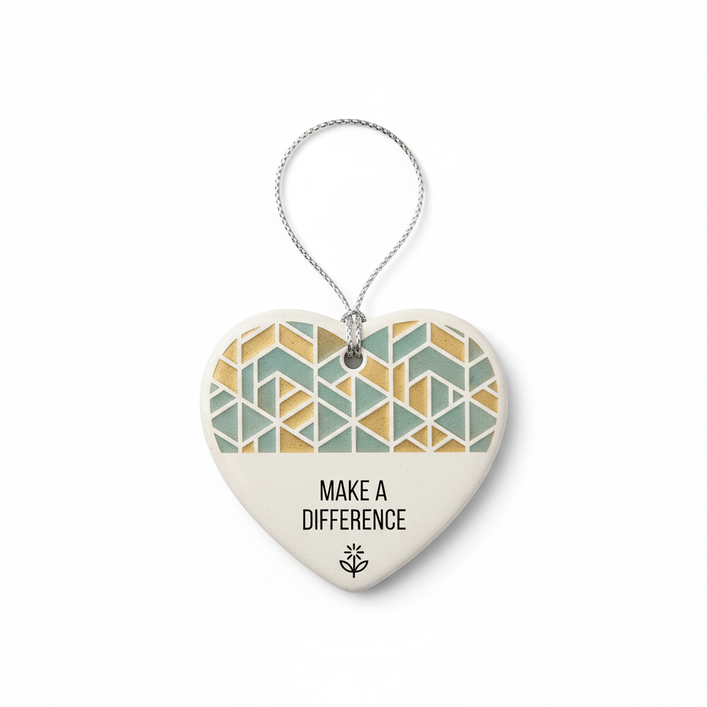 [2D FLAT ACRYLIC] Ceramic Heart Thank You Ornament – Appreciation Gift for Midwife or Friend