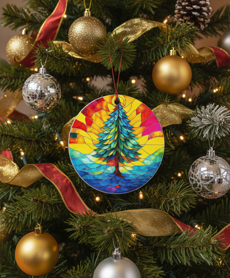 [2D FLAT ACRYLIC] Rainbow Tree Suncatcher Ornament 2025 – Colorful Christmas Keepsake Gift