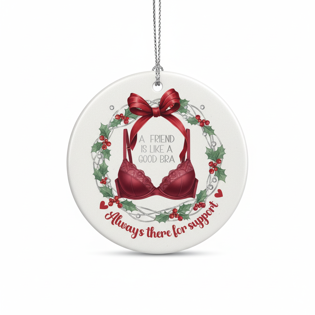 [2D FLAT ACRYLIC] A Good Friend is Like a Bra Ornament PNG – Funny Friendship Christmas Design Digital Download