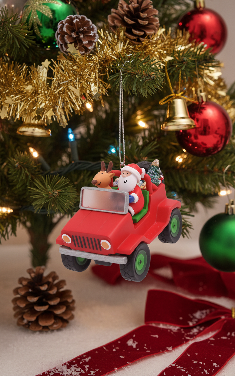 [2D FLAT ACRYLIC] Truckin' Through The Snow Semi Truck Christmas Ornament | Holiday Decor Trucker Gift for Drivers