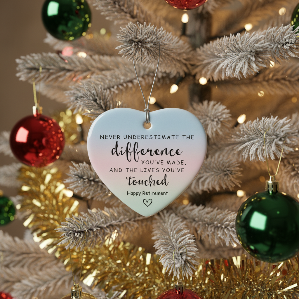 [2D FLAT ACRYLIC] Personalized Retirement Gift Ornament – 'The Difference You Made' Ceramic Keepsake