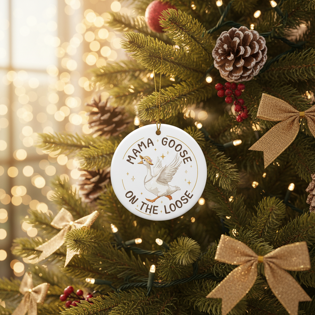 [2D FLAT ACRYLIC] Funny Mama Goose Christmas Ornament - Humorous Holiday Decor Gift for Mom
