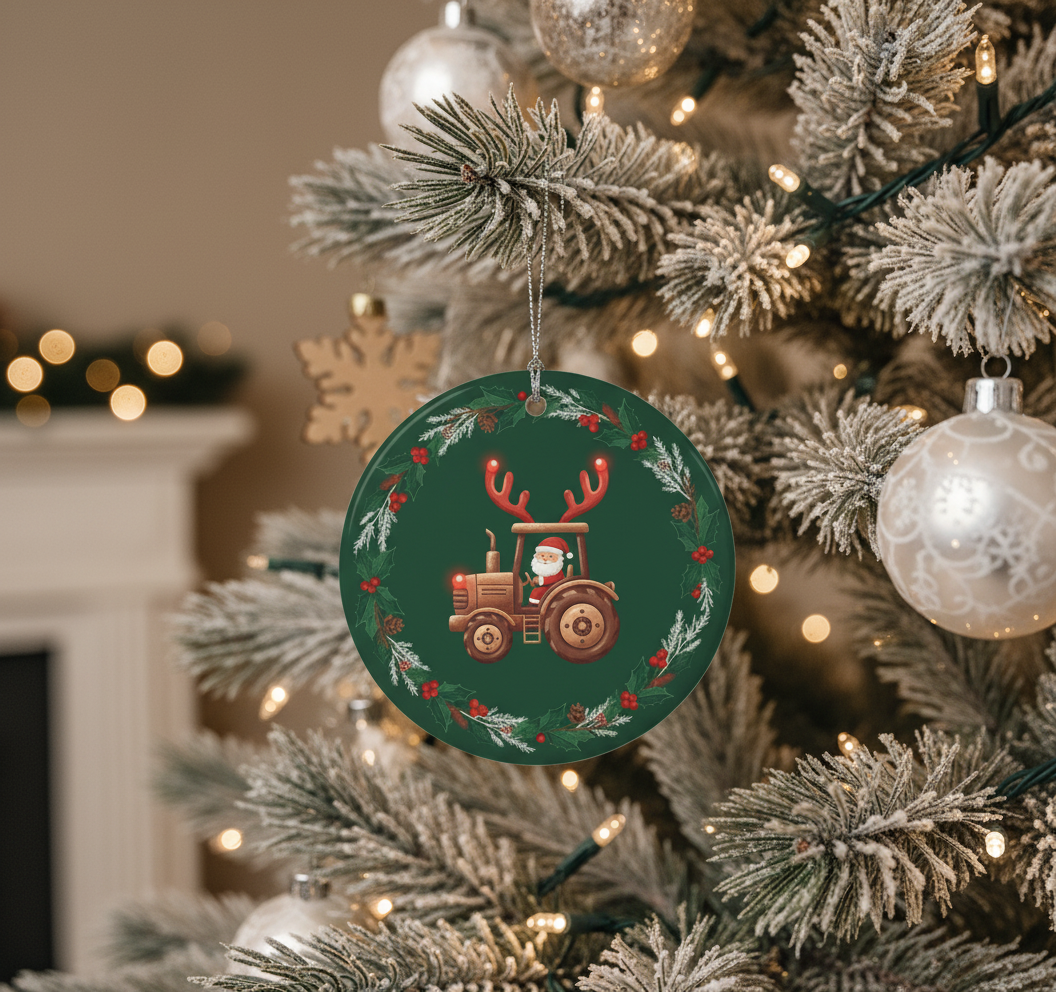 [2D FLAT ACRYLIC] Personalized Red Truck Christmas Ornament | Vintage Family Holiday Decor Keepsake