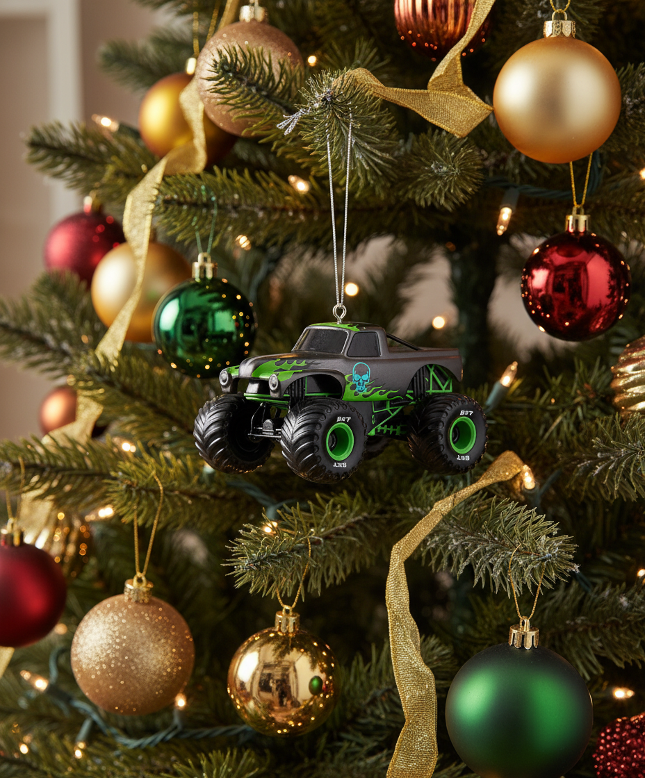 [2D FLAT ACRYLIC] Patriotic Red Truck Ornament with American Flag | Vintage Holiday Decor & Trucker Gift