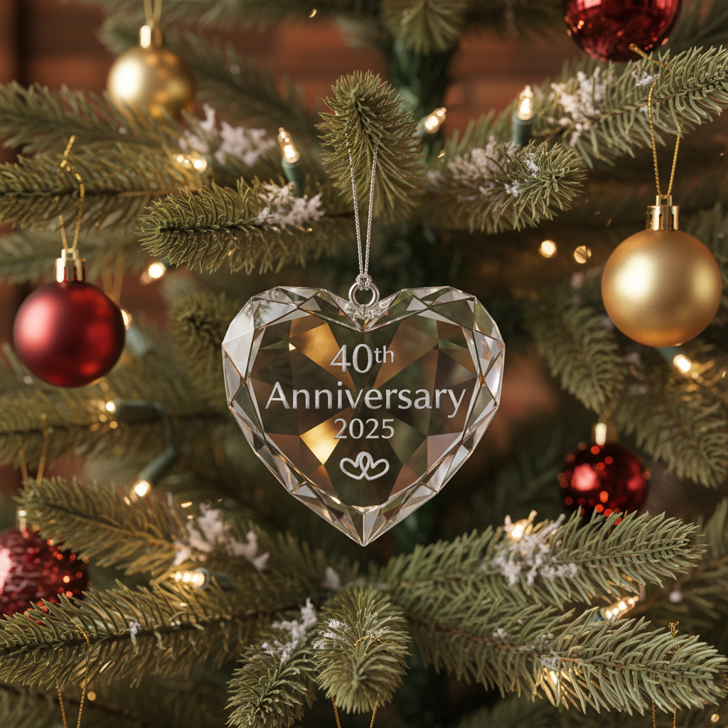 [2D FLAT ACRYLIC] 40th Ruby Anniversary Ornament 2025 – Keepsake Wedding Gift for Couples