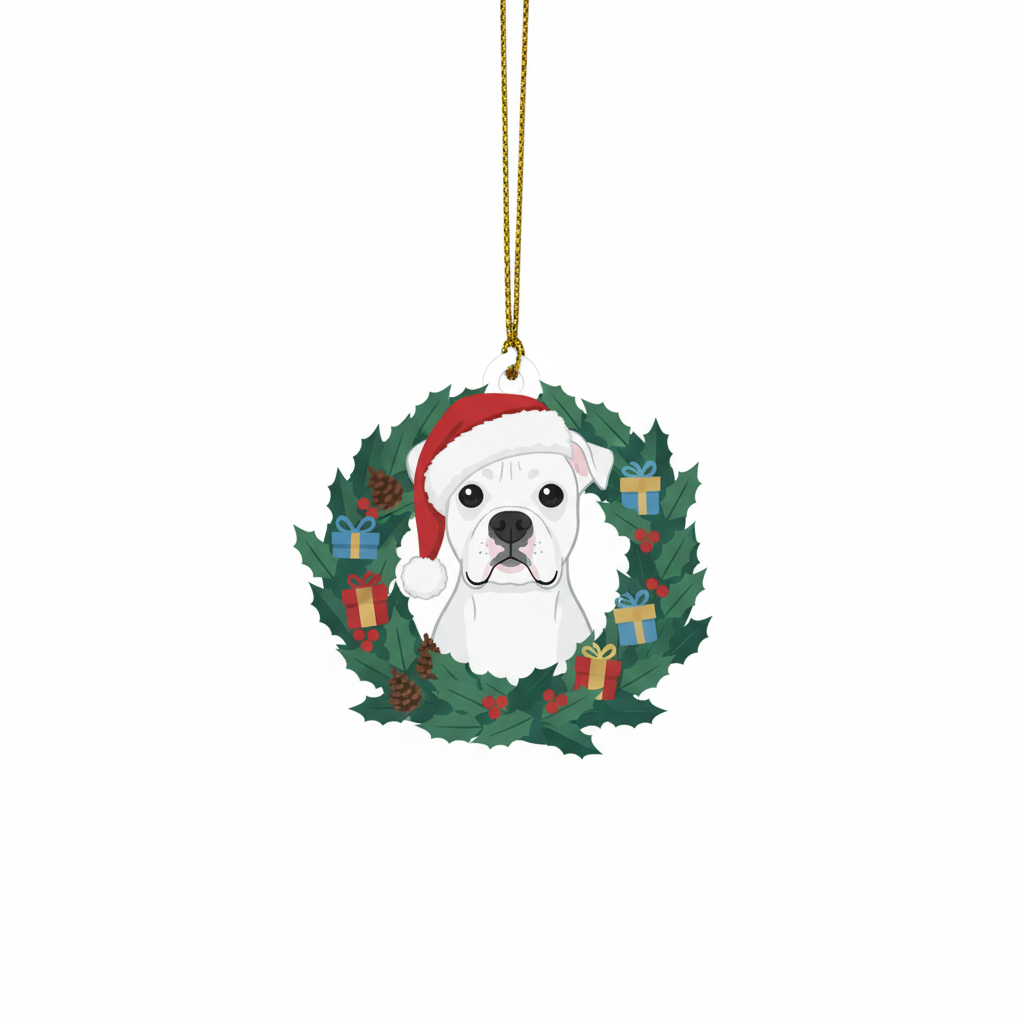 [2D FLAT ACRYLIC] American Bulldog Christmas Ornament – Festive Holiday Decor & Dog Lover Gift