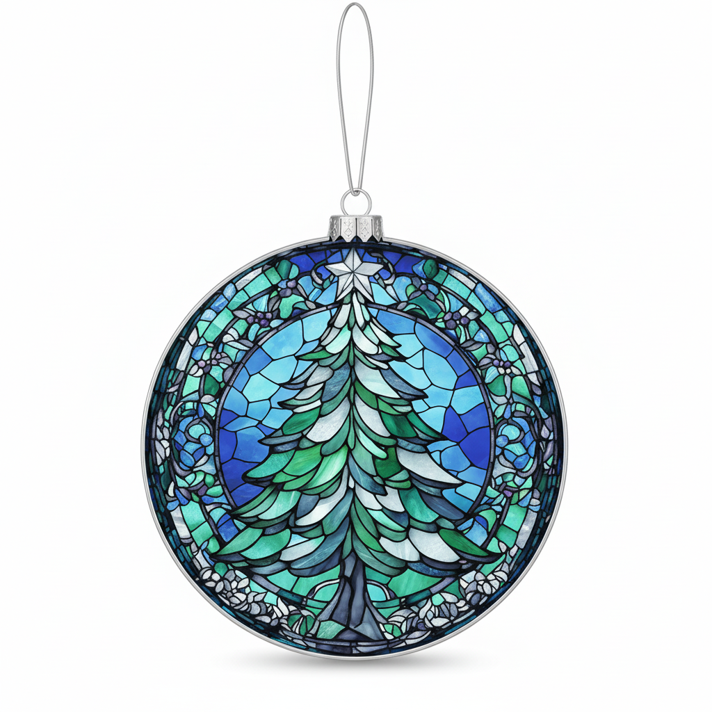 [2D FLAT ACRYLIC] Stained Glass-Inspired 2025 Christmas Ornament – Elegant Holiday Keepsake Gift