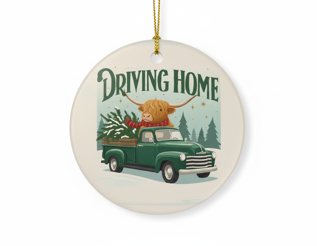 [2D FLAT ACRYLIC] Personalized Driving Home For Christmas Ornament | Custom Trucker Gift & Holiday Decor