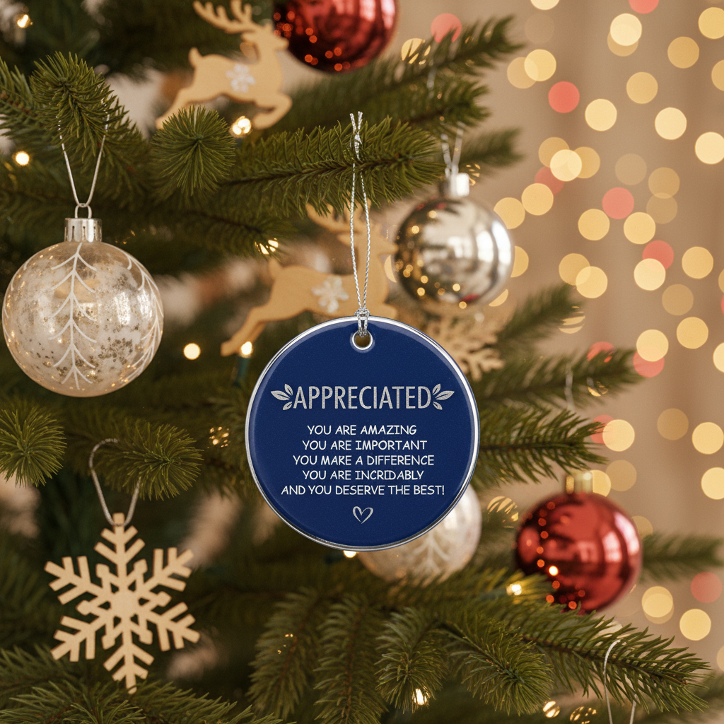 [2D FLAT ACRYLIC] "You Are Incredibly Appreciated" Ceramic Ornament – Thoughtful Thank You Gift