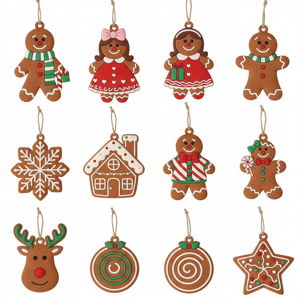 [2D FLAT ACRYLIC] Adorable Gingerbread Man Ornaments – Cute Christmas Tree Decor
