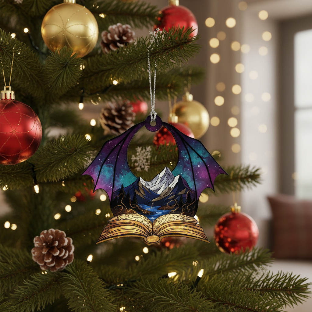 [2D FLAT ACRYLIC] Book Lovers Ceramic Christmas Ornament – Keepsake Gift for Readers & Librarians