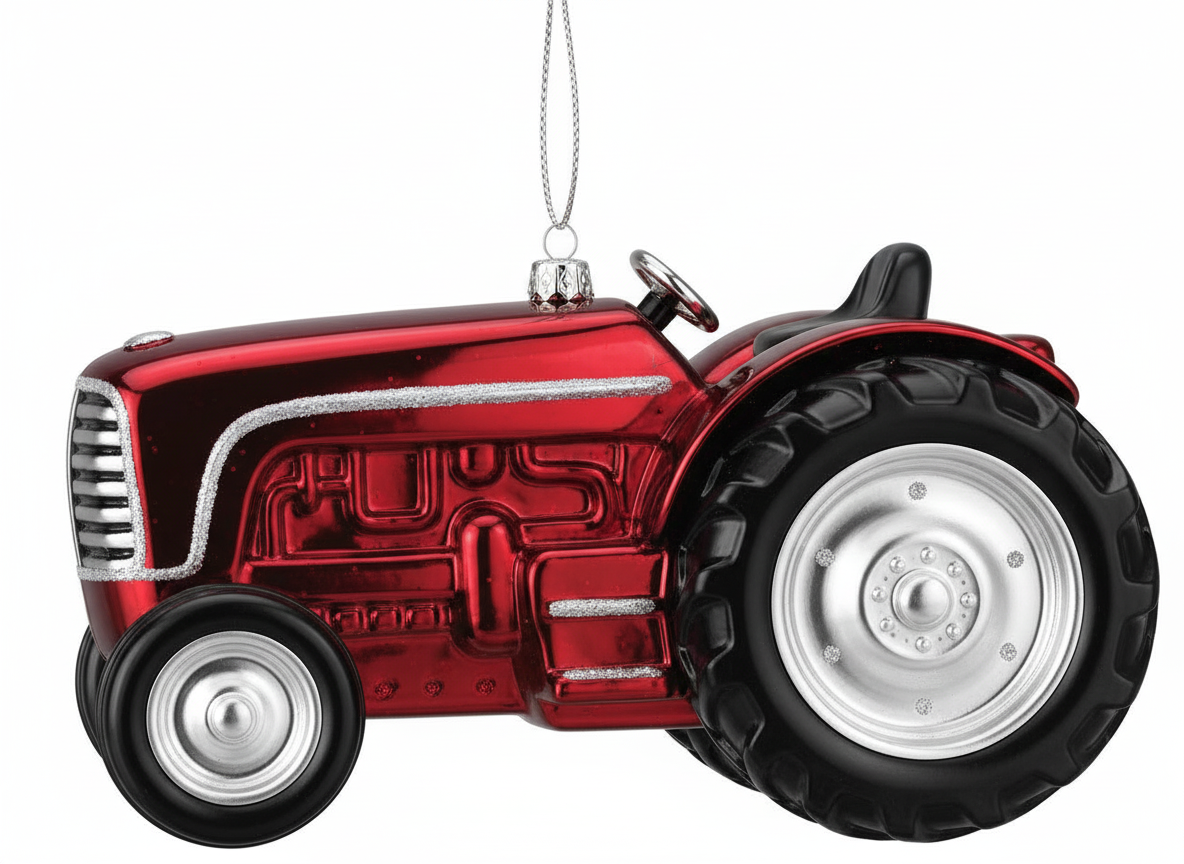 [2D FLAT ACRYLIC] Big Red Truck Christmas Ornament | Festive Glass Holiday Decor