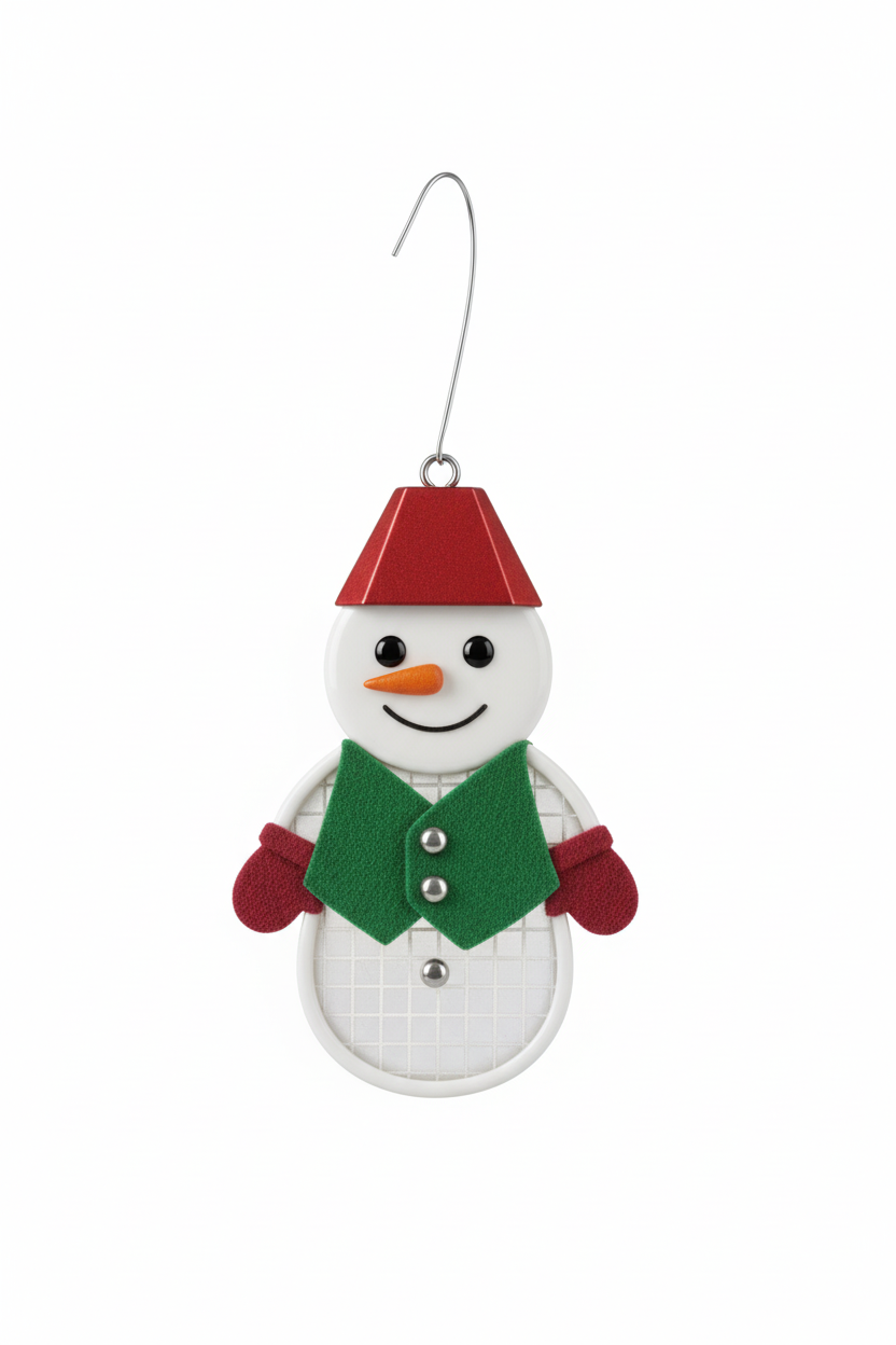 [2D FLAT ACRYLIC] Snowman FSL Embroidery Design – Christmas Lace Ornament for 4x4 Hoop