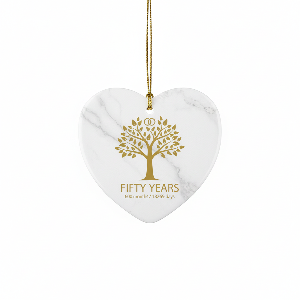 [2D FLAT ACRYLIC] 60th Diamond Wedding Anniversary Heart Ornament – Ceramic Keepsake Gift for Couple