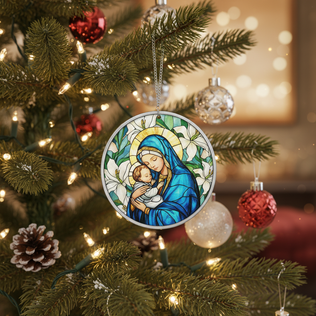 [2D FLAT ACRYLIC] Virgin Mary Suncatcher Ornament – Religious Window Decor Gift of Faith