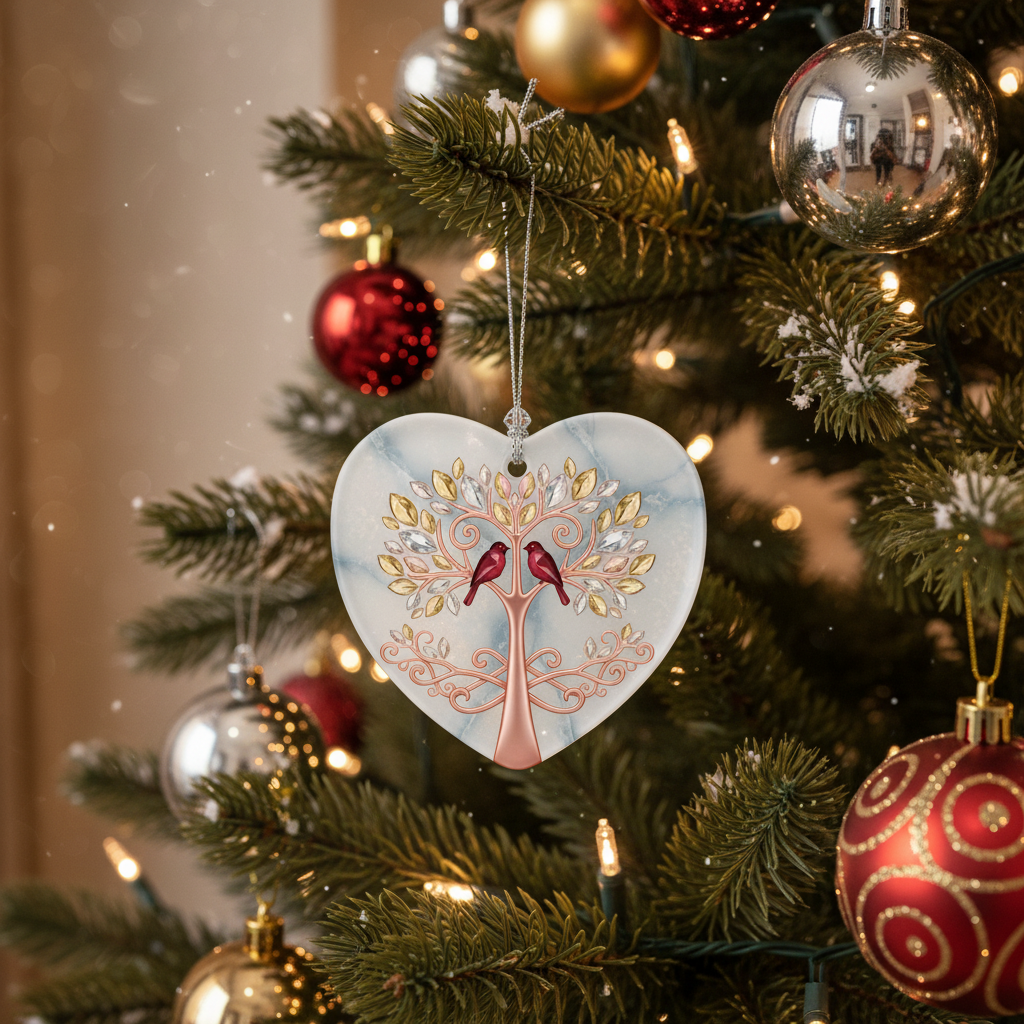 [2D FLAT ACRYLIC] 10th Anniversary Ceramic Heart Ornament – Wedding Anniversary Gift for Couple