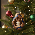 [2D FLAT ACRYLIC] Cute Bunny Rabbit Christmas Ornament – Acrylic Holiday Gift for Animal Lovers