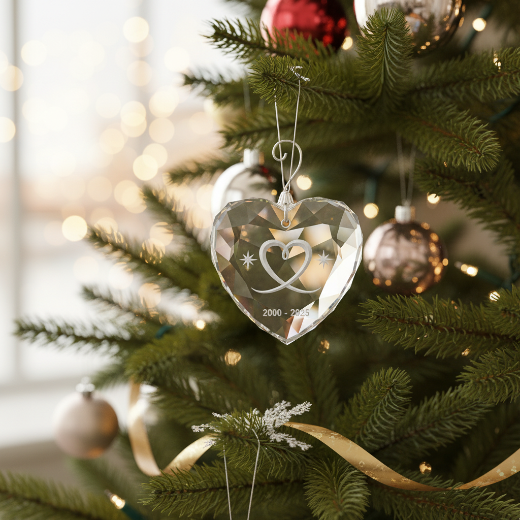 [2D FLAT ACRYLIC] 25th Silver Anniversary Heart Ornament 2025 – Wedding Gift for Couples