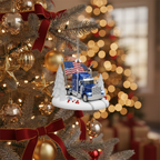 [2D FLAT ACRYLIC] Semi Truck Christmas Ornament with Lights | Truck Driver Gift | Holiday Decor