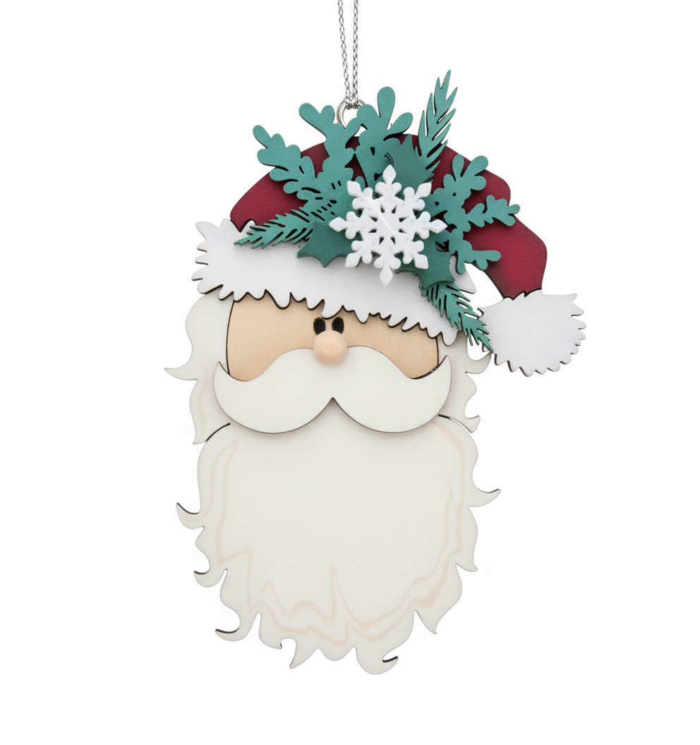 [2D FLAT ACRYLIC] DIY Santa Claus Ornament SVG – Laser Cut File for Christmas Crafting