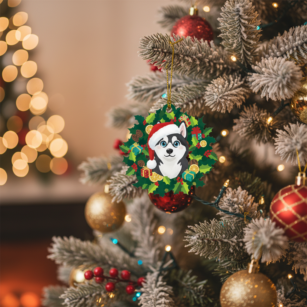 [2D FLAT ACRYLIC] Alaskan Malamute Christmas Ornament – Festive Dog Lover Keepsake Gift