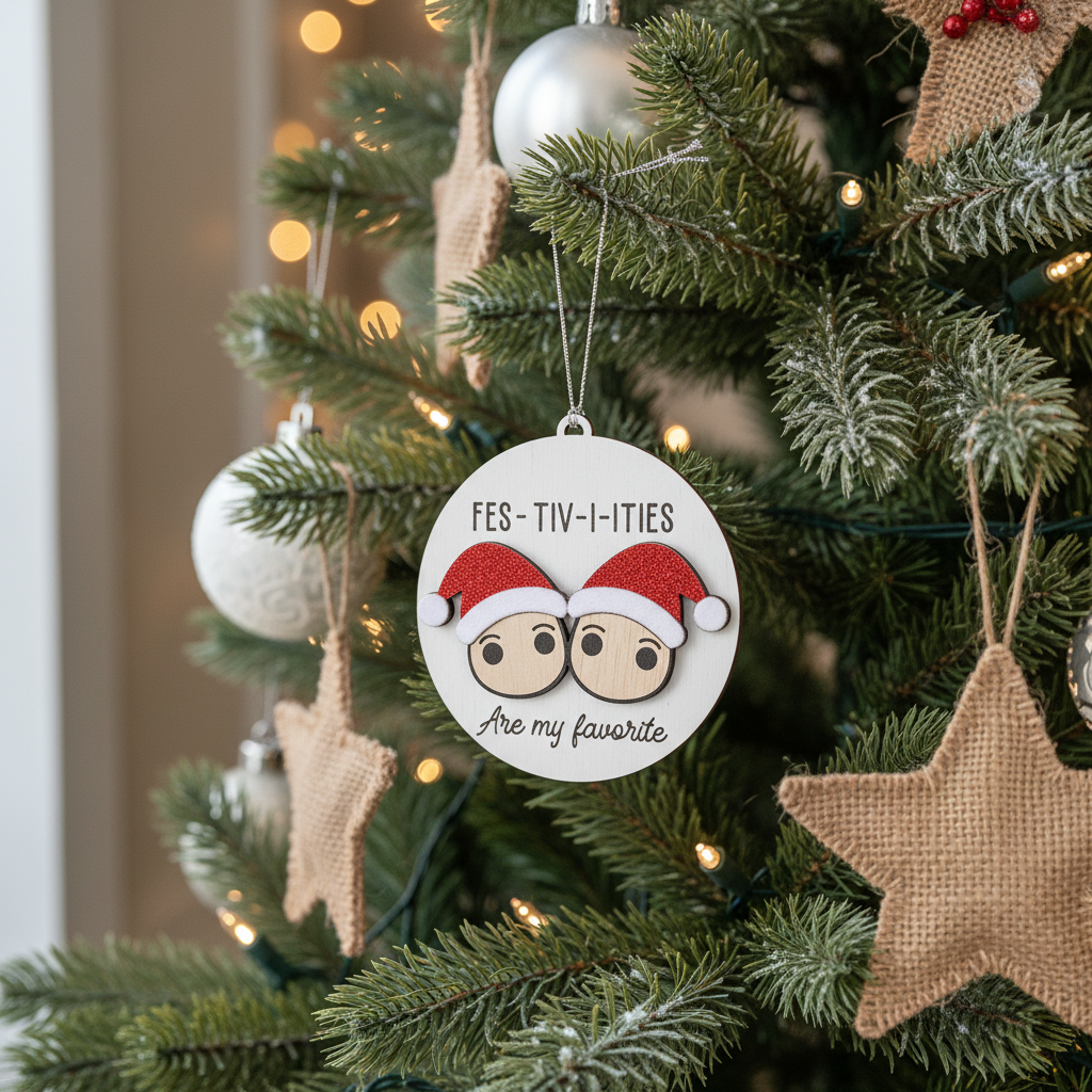 [2D FLAT ACRYLIC] Personalized Christmas Village Ornament – Custom Family Name Keepsake