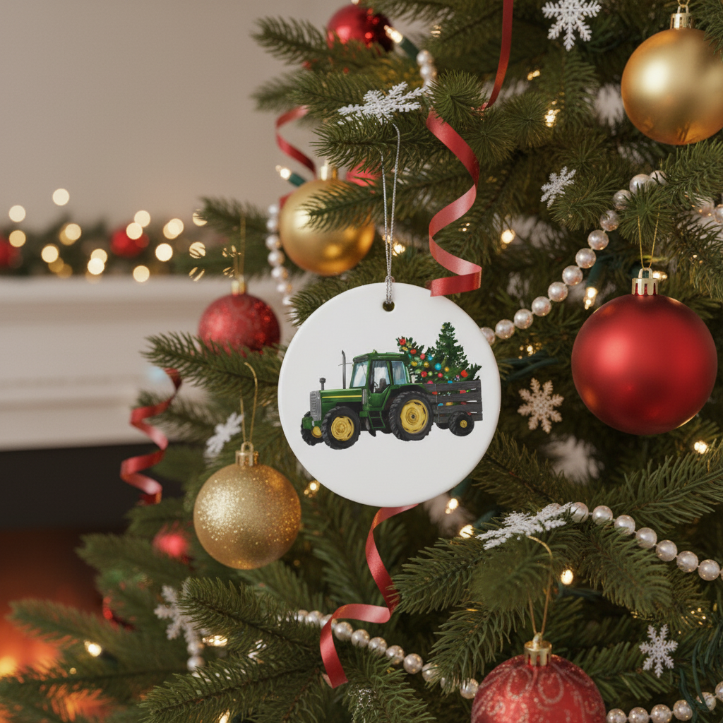 [2D FLAT ACRYLIC] Santa's Favorite Trucker Christmas Ornament | Ceramic Truck Driver Gift for Holiday Decor