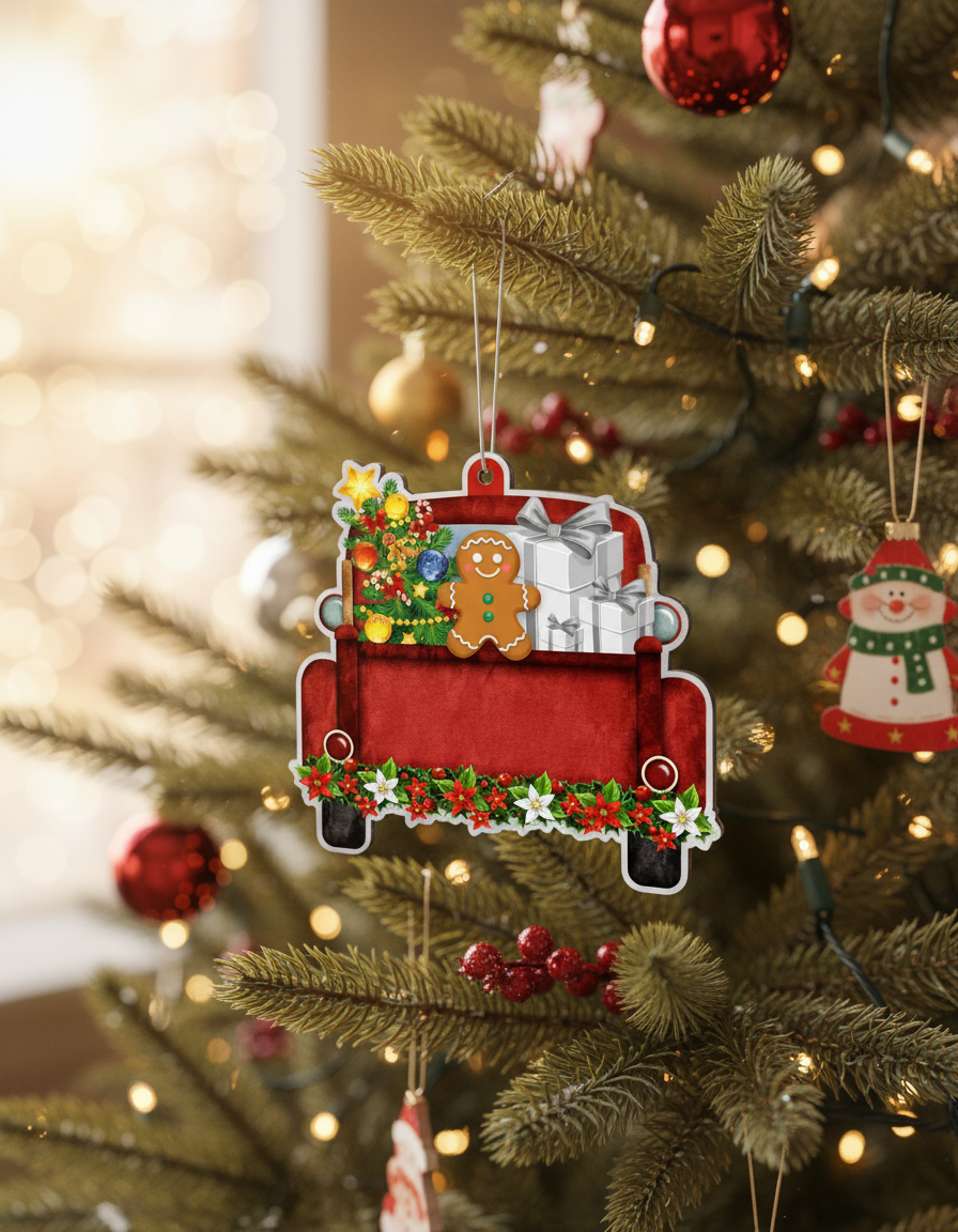 [2D FLAT ACRYLIC] Boxer Red Car Christmas Ornament 2024 | Holiday Keepsake Gift for Dog Lovers