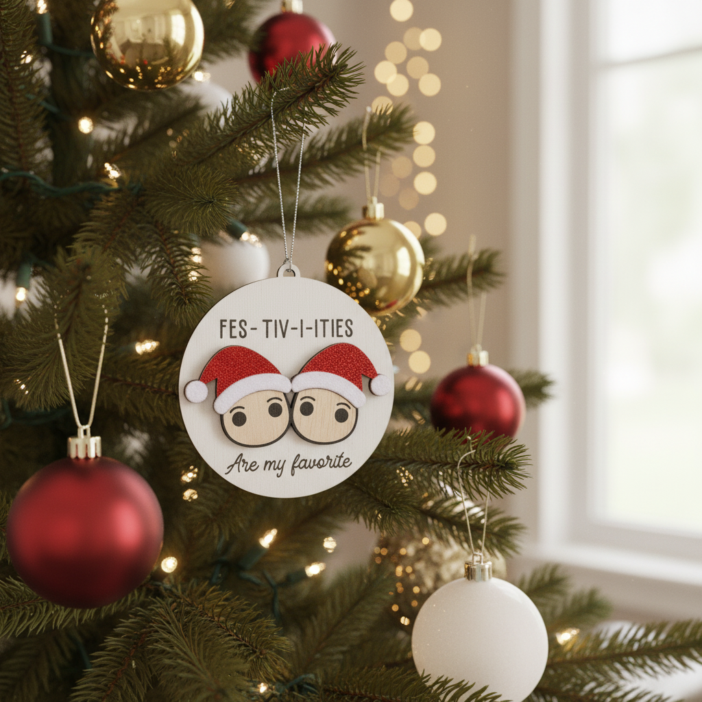 [2D FLAT ACRYLIC] Personalized Christmas Village Ornament – Custom Family Name Keepsake