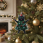 [2D FLAT ACRYLIC] Adorable Black Cat Christmas Ornament | Festive Holiday Decor & Unique Gift for Cat Lovers