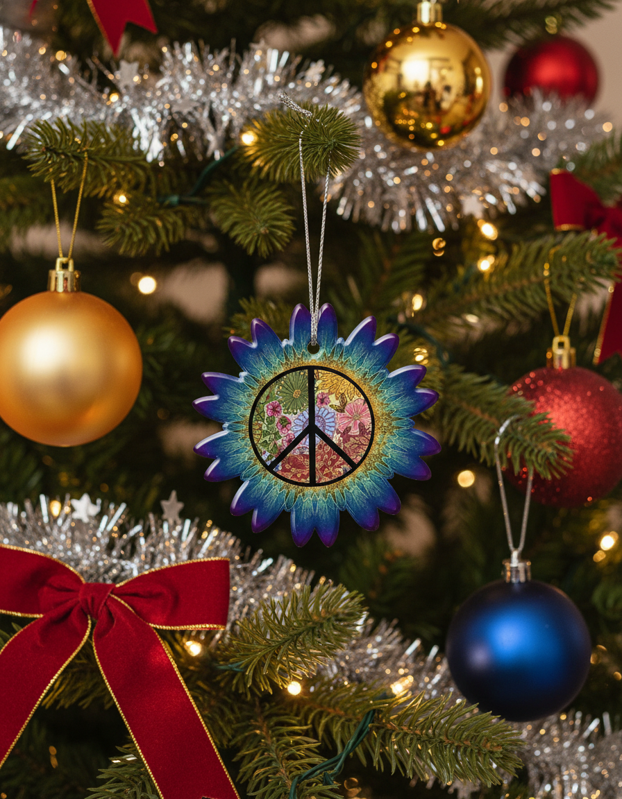 [2D FLAT ACRYLIC] Hippie Peace Sign – 60s 70s Retro Car & Christmas Decor