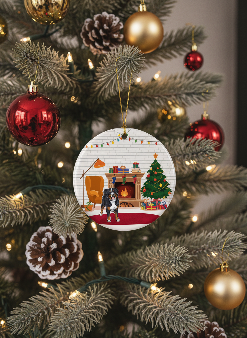 [2D FLAT ACRYLIC] Bernese Mountain Dog Christmas Ornament – “My First Christmas” 2025 | Dog Lover Gift & Pet Keepsake Ornament (One-Sided)