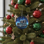 [2D FLAT ACRYLIC] Purple Semi Truck Christmas Ornament – Instant Digital Download, Big Rig Trucker Holiday Decor, Perfect Gift for Truck Drivers