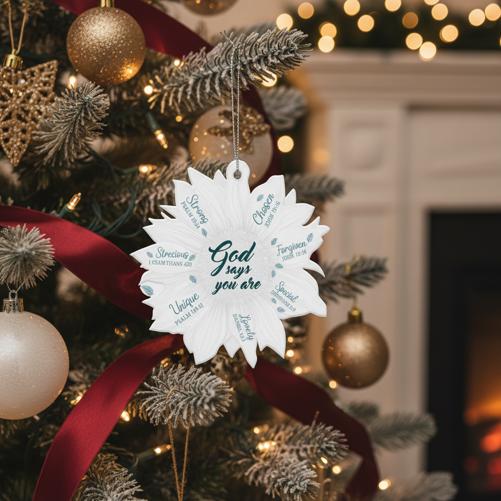 [2D FLAT ACRYLIC] Sunflower Christian Ornament – 'God Says You Are Unique' Faith Keepsake