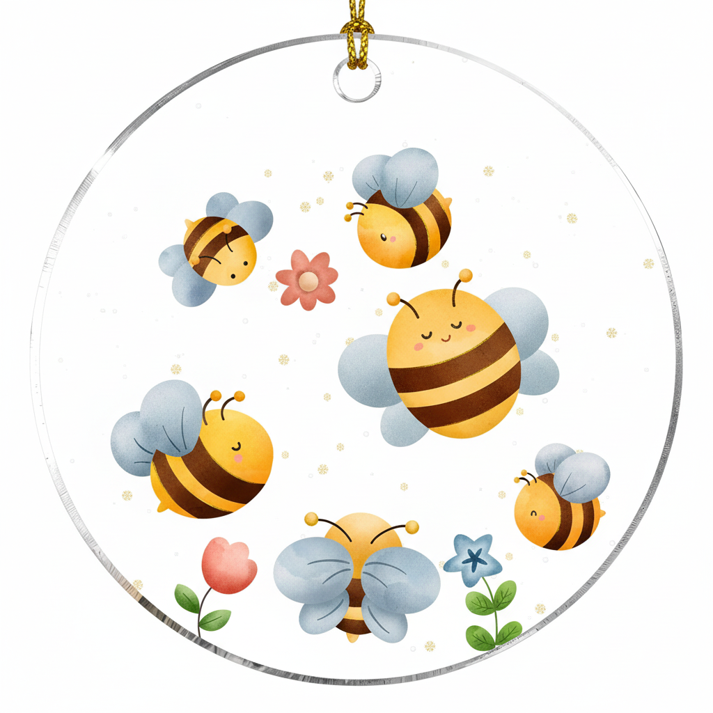 [2D FLAT ACRYLIC] Bee Christmas Ornament | Acrylic Holiday Decor & Gift for Bee Lovers
