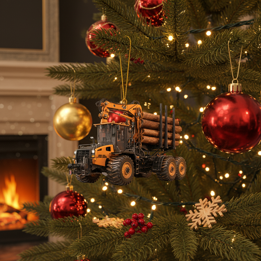 [2D FLAT ACRYLIC] Personalized Family Christmas Ornament | Custom Red Truck Holiday Decor