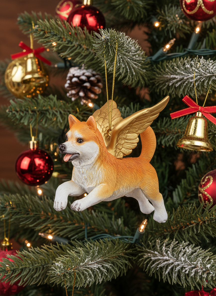 [2D FLAT ACRYLIC] Angel Welsh Corgi Christmas Ornament | Dog Memorial Holiday Decor