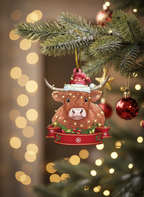 [2D FLAT ACRYLIC] American Highland Cow Ornament – Christmas Tree & Car Decor Gift